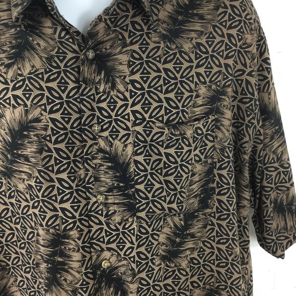 Puritan Hawaiian Black/Brown Print Camp Shirt XL - Picture 6 of 6